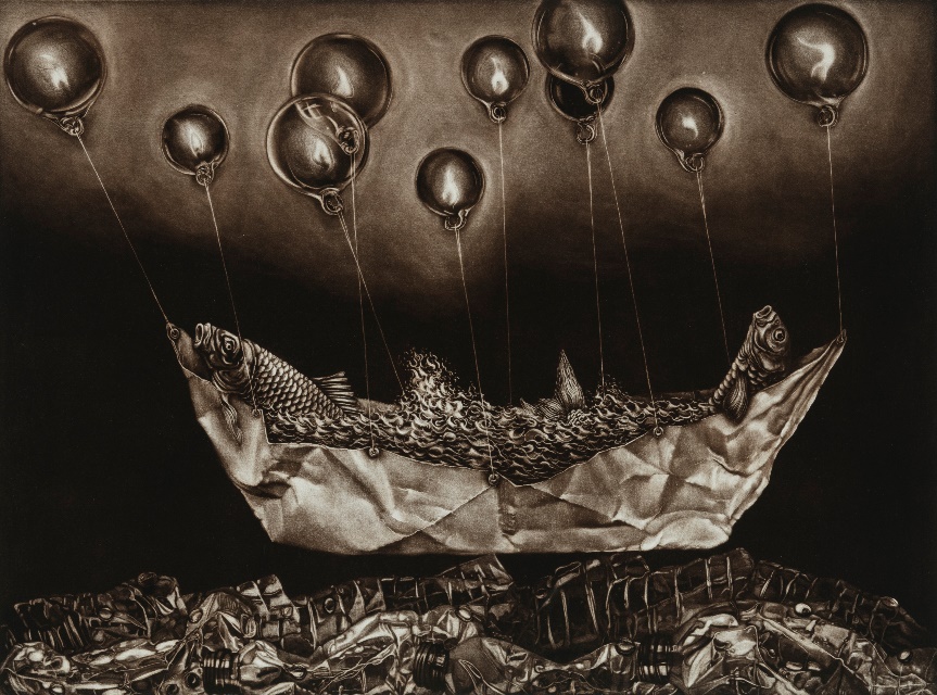 L’éphémère voyage – mezzotint uit 2016